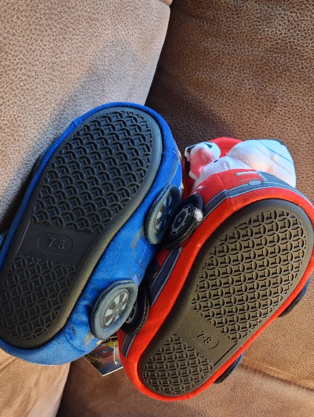 Paw Patrol Plush Rescue Dog Kids Slippers Blue & Red Size 7-8